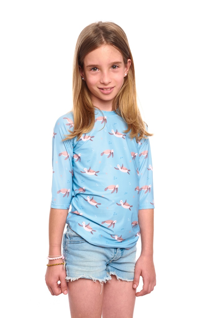 Remera Proteccion UV Infantil Manga Larga Acuario Celeste