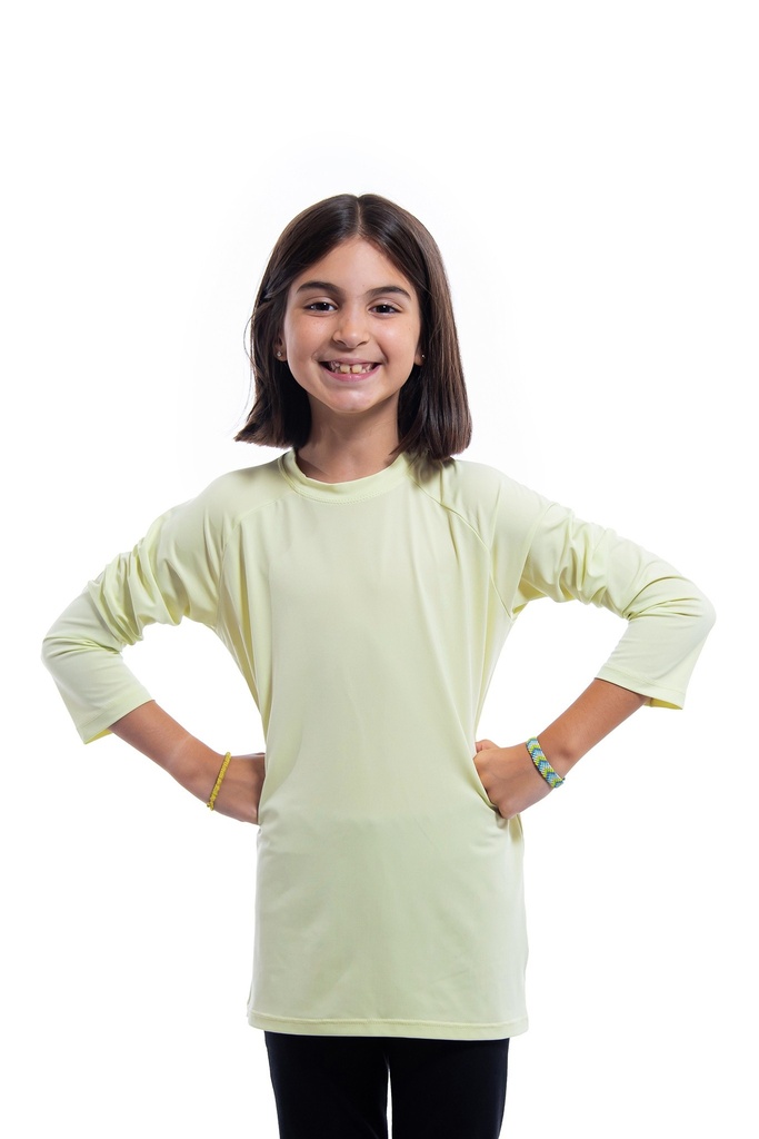 Remera Proteccion UV Infantil 3/4 Amarillo